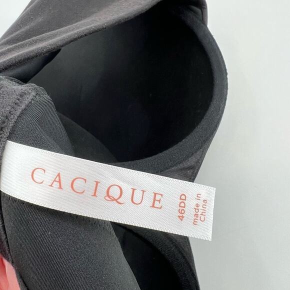 NEW Cacique by Lane Bryant black lightly lined balconette bac smooth bra sz 46DD - Picture 3 of 6